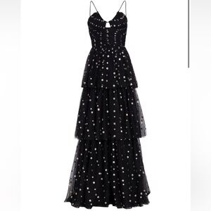 ML Montqiue Lhullier  gold and silver polka dot dress